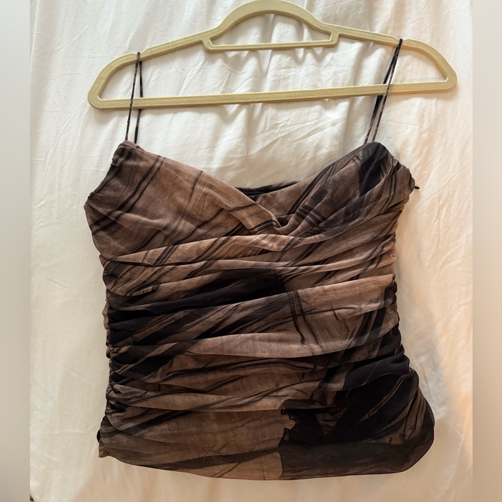 Zara Ruched Organza Corset Top